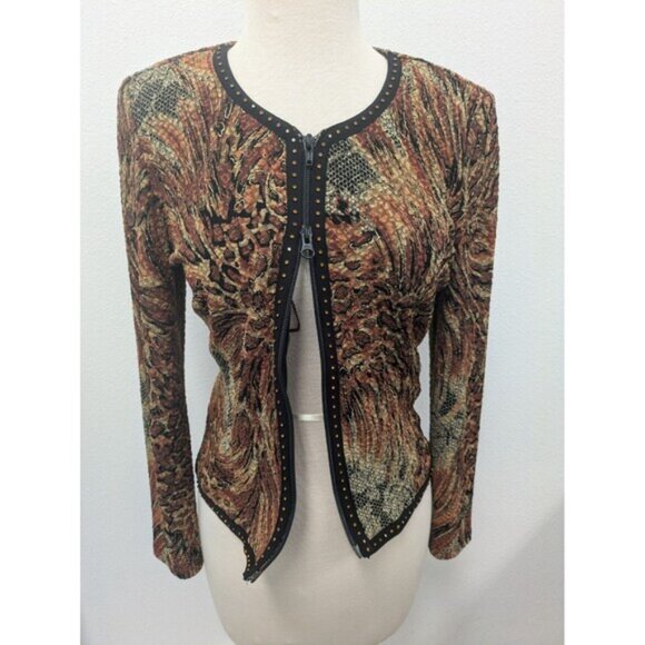 Vintage Joseph Ribkoff Animal Print Zip Up Jacket sz 6 Leopard Cheetah Snake - Picture 8 of 12